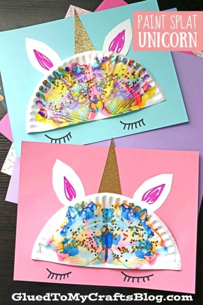 Paper Plate and Paint Splat Unicorn Hair - Kid Craft Idea Unicorn Crafts For Preschoolers, Fairy Tale Crafts, Preschool Spring, Unicorn Craft, Fantasy Craft, Unicorn Crafts, Summer Craft, Alphabet Crafts, Unicorn Kids