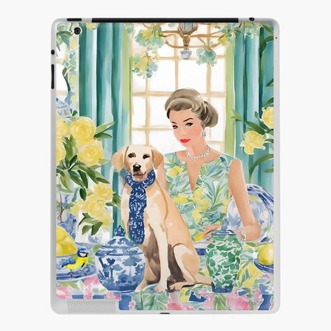 Get my art printed on awesome products. Support me at Redbubble #RBandME: https://www.redbubble.com/i/ipad-skin/Blue-tie-lunch-whimsical-grandmillennial-art-by-SophieClimaArt/158413825.MHP6F?asc=u Millennial Color Palette, Whimsical Preppy, Preppy Chic Style, Chinoiserie Prints, Preppy Art, Grandmillennial Style, Interior Design Process, Preppy Chic, Chinoiserie Chic