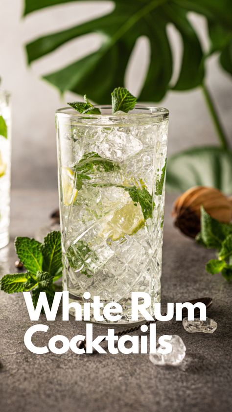 White Rum Cocktails Bacardi White Rum Cocktails, White Cocktail Recipe, Cocktails With White Rum, Light Rum Cocktails, Simple Rum Cocktails, Drinks With White Rum, White Rum Recipes, Bacardi Rum Drinks, White Rum Drinks