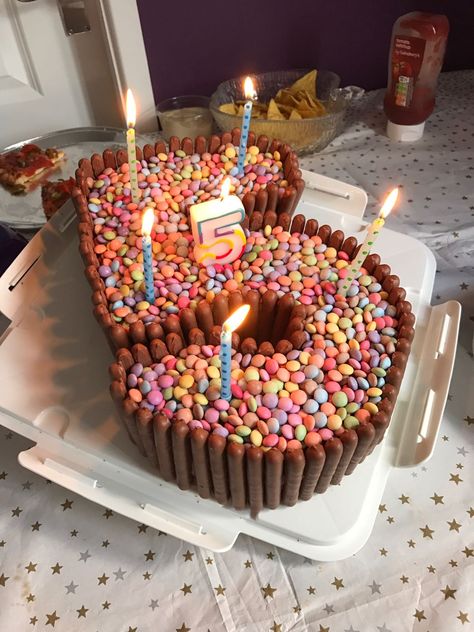 Number 5 smarties birthday cake 5 Shape Birthday Cake, 5year Birthday Cake, Smartie Birthday Cake, Number 5 Rainbow Cake, 5 Shaped Cake, Number 5 Birthday Cake Boys, Rainbow Cake Smarties, 6 Shaped Birthday Cake, 6 Year Birthday Cake