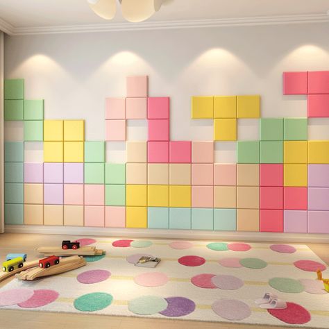 Kids Safety Wall Padding | Nantong Amber Technology co.,ltd Padded Wall Design, Technology Room Design, Kindergarten Wall Design, Wall Padding Design, Kindergarten Wall Decor, Daycare Wall Ideas, Kindergarten Interior Design, Wall Cushion, Children's Clinic