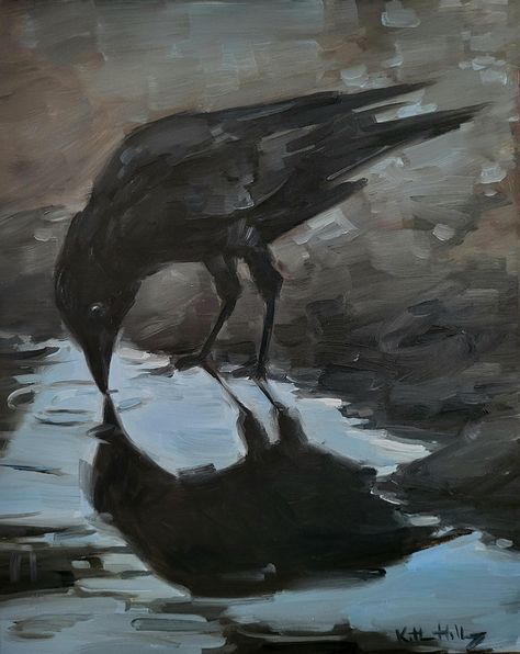 Bird Study, Crow Painting, Crow Art, Raven Art, Small Wall Art, Halloween Drawings, Ethereal Art, Small Wall, Kraken