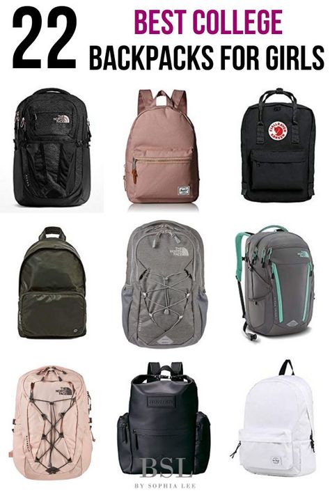 best college backpacks College Backpack Essentials, College Bags For Girls, Backpacks For College, Best Backpacks For College, Travel Backpack Essentials, College Backpacks, Best Backpacks, High School Backpack, College Packing