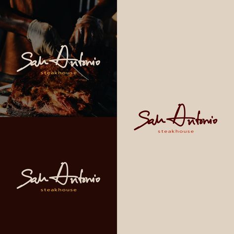 Fakeclient has a steakhouse called "San Antonio Steakhouse". He thinks wordmark logos are cool. Here goes my attempt. Steakhouse Logo, Steakhouse Design, Wordmark Logos, Maria Garcia, Wordmark Logo, Word Mark Logo, Logo Mark, Home Logo, Business Card Design