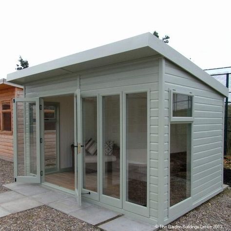 Outdoor office - needs some landscaping, but great building Gym Shed, Shed Windows, Studio Shed, Summer House Garden, Backyard Studio, Backyard Office, Outdoor Office, Backyard Sheds, Garden Rooms