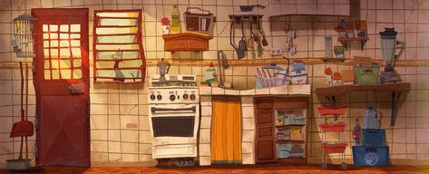 Stylized Environment, Background Artist, Concept Art Tutorial, Props Art, Background Drawing, Kitchen Concepts, Cartoon Background, Color Harmony, Prop Design