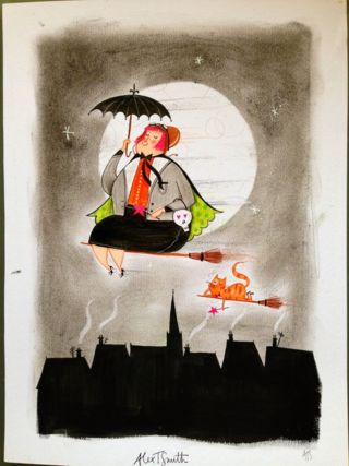 Alex T Smith, Umbrella Art, Quirky Illustration, Chalk Pastels, The Spider, Witch Art, Travel In Style, Book Projects, Childrens Illustrations