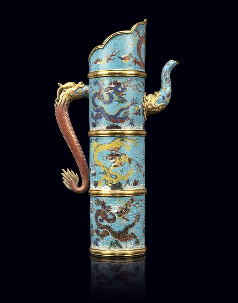 Chinese Cloisonne, Mythical Beast, Tibetan Buddhism, Ancient Jewelry, Cloisonne Enamel, Dragon Design, Red Dragon, Museum Collection, 17th Century