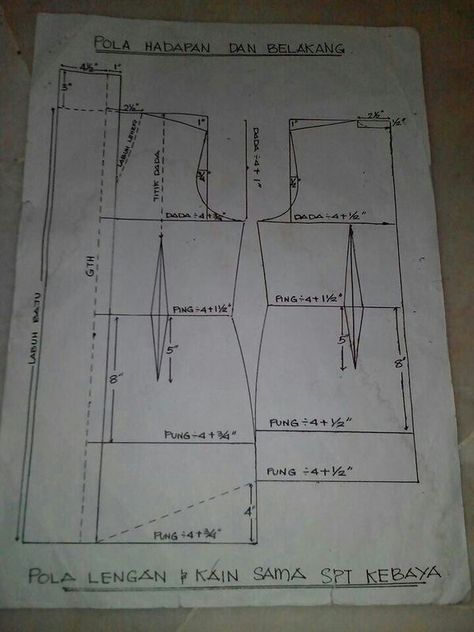 Pola Kebaya Kutubaru, Kutu Baru Modern, Kebaya Kutu Baru Modern, Pola Kebaya, Pola Rok, Corak Menjahit, Projek Menjahit, T Shirt Sewing Pattern, Tunic Sewing Patterns