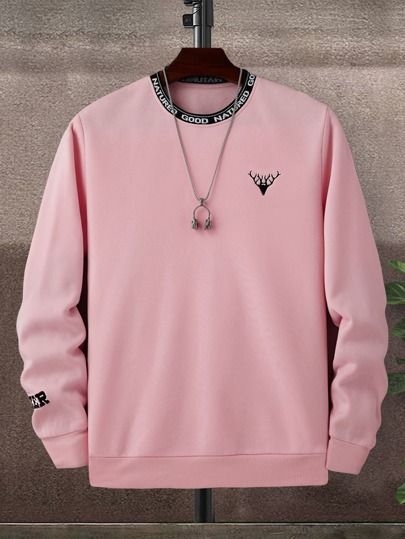 Hombres Sudadera con estampado de montaña y letra | Moda de Mujer | SHEIN México Antlers Embroidery, Men Sweatshirts, Men Hoodies, Guys Clothing Styles, Men Stylish Dress, Fabric Letters, Cool Outfits For Men, Smart Casual Outfit, Stylish Mens Outfits