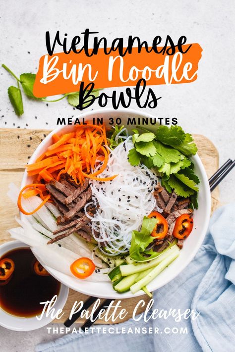 Bun Noodle Bowl, Bahn Mi Noodle Bowl, Vietnamese Chicken Noodle Bowl, Bun Bowls Vietnamese Noodle, Shrimp Vietnamese Noodle Bowl, Vietnamese Noodle Bowl Recipes, Vietnamese Bun Bowl, Vietnamese Noodle Bowl Sauce, Vermacheli Noodle Bowl