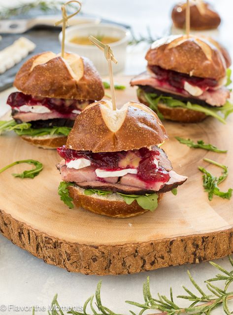 Ham, Brie and Cranberry Sliders Christmas Lunch Recipes, Cranberry Sliders, Brie And Cranberry, Brie Cranberry, Leftover Ham Recipes, Christmas Ham, Leftover Ham, Simple Sandwiches, Christmas Lunch