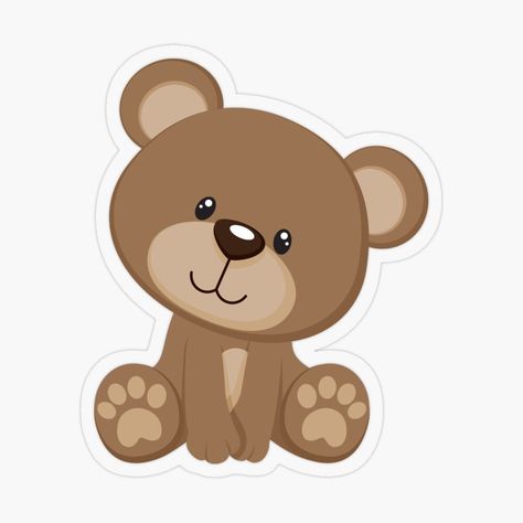 Cute Bear Design, Teddy Bear Cake Topper Printable, Bear Stickers Printable, Brown Bear Printables, Brown Bear Cartoon, Bear Face Drawing, Teddy Bear Printable, Teddy Drawing, Brown Stickers