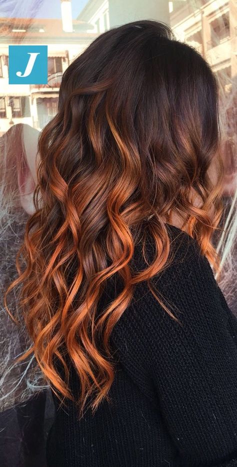 Cabelo Ombre Hair, Copper Balayage, Brown Ombre Hair, Vlasové Trendy, Copper Hair Color, Red Highlights, Fresh Hair, Ombre Hair Color, Hair Color Balayage