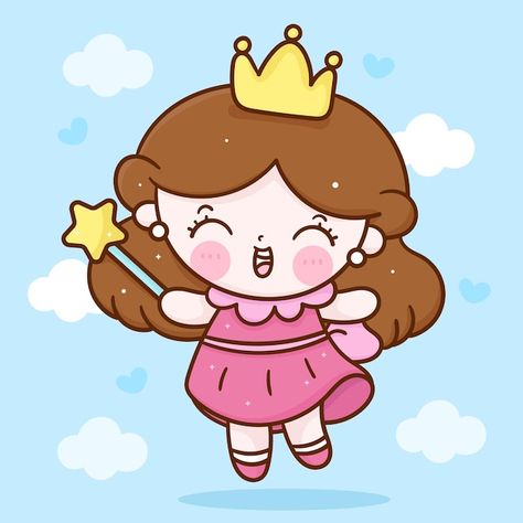 Little princess fairy girl cartoon holdi... | Premium Vector #Freepik #vector #cute-princess #baby-princess #cute-fairy #fairy Princess Painting, Art Kits For Kids, Pink Happy Birthday, Girl Cartoon Characters, Boy Cartoon, Beauty Culture, Princess Fairy, Friend Cartoon, Princess Kids