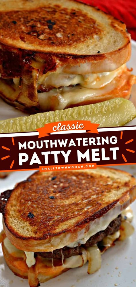 Easy Patty Melt Recipe Ground Beef, Classic Patty Melt Recipe, Classic Patty Melt, Sourdough Patty Melt, Patty Melt Recipe Ground Beef, Burger Ideas For Dinner, Beef Melt Sandwich, Hamburger Sandwich Recipes, Burger Patty Meal Ideas