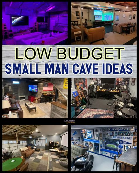 Small Man Cave Ideas, Garage Man Cave Ideas, Garage Hangout, Man Cave Must Haves, Small Man Cave, Rustic Man Cave, Man Cave Ideas, Garage Game Rooms, Sports Man Cave