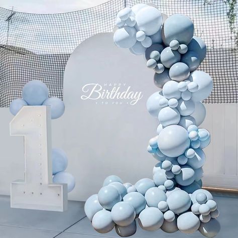 PRICES MAY VARY. Baby Blue Balloon Arch Kit: 115 Pcs balloon garland kit come with 6 Pcs 18 inch blue balloons, 30 Pcs 12 inch blue balloons, 40 Pcs 5 inch blue balloons, 35 Pcs 10 inch blue balloons, 1Pcs balloon chain, 1 Pcs balloon glue point, 1 Pcs balloon strips, 1 Pcs balloon knotter. You can use these tools to combine a balloon arch for party decoration. Premium Quality Material: These light blue balloons are made from natural latex, every balloons have been rigorously tested and selected Light Blue Birthday Decorations, Light Blue Themed Birthday Party, Light Blue Balloon Arch, Light Blue Balloon Garland, Light Blue Birthday Party Decorations, Baby Blue Balloon Arch, Balloon Garland Blue, Bday Party Boy, Baby Boy Shower Decorations