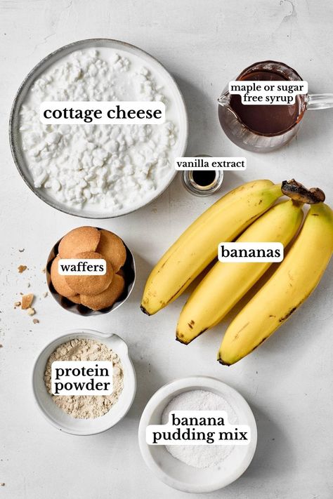 High Protein Banana Pudding - Healthy Little Peach Protein Banana Pudding, Healthy Banana Pudding, Healthy Banana Split, Healthy Little Peach, Easy Protein Pancakes, Pudding Healthy, Cottage Cheese Desserts, Banana Cream Pudding, High Protein Desserts