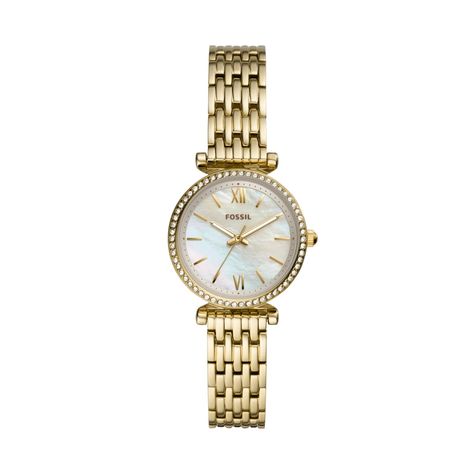 Carlie Mini Three-Hand Gold-Tone Stainless Steel Watch Fossil Watches Women, Watches Women, Fossil Watch, Hand Watch, Fossil Watches, Womens Watches Luxury, Three Hands, Jewelry Lookbook, Analog Watch