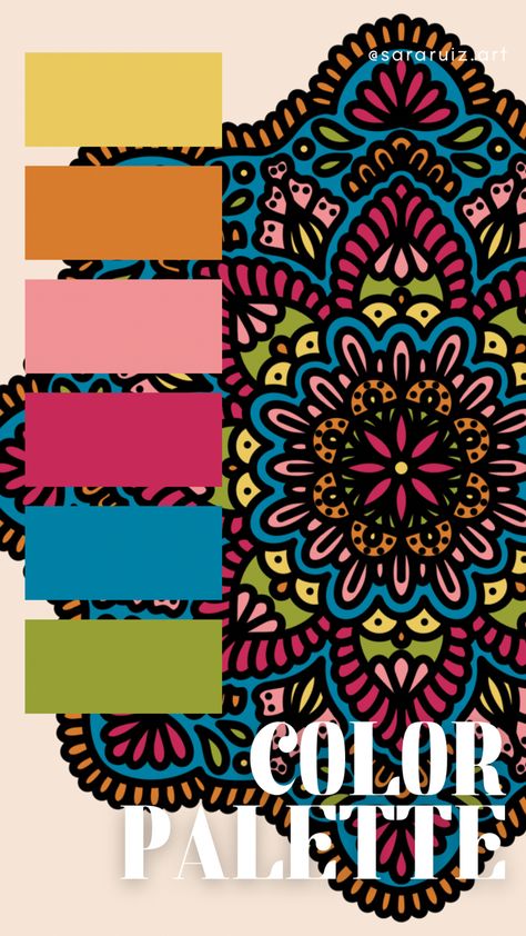 Mandala Color Scheme, Indian Colour Palette, Mexican Color Palette, Colour Template, Bohemian Color Palette, Colour Palate, Bright Color Palette, Colour Spectrum, Mexican Colors