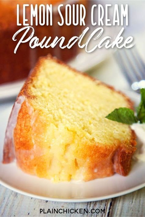 Lemon Sour Cream Pound Cake, Pound Cake Recipes Easy, Yum Sauce, Lemon Pound Cake Recipe, Sour Cream Pound Cake, Sour Cream Recipes, Sour Cream Cake, Lemon Dessert Recipes, Lemon Cake Recipe