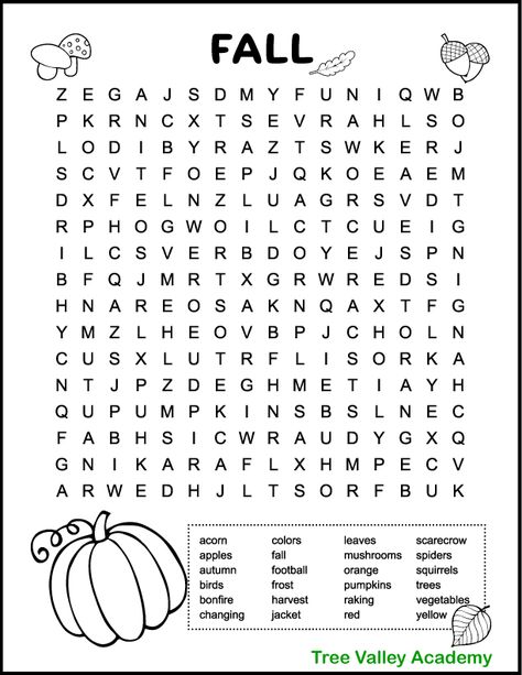 Celebrate autumn with this fun fall word search for kids. 24 hidden fall themed words for kids to find. The puzzle is free to download and print. Pdf includes answer sheet. Fall Homeschool Activities 3rd Grade, Fall Seek And Find Worksheet, Fall Word Scramble Free Printable, Elderly Activities Free Printable, Fall Seek And Find, Harvest Word Search, Fun Worksheets For 3rd Grade, Pumpkin Word Search, Fall Themed Activities For Kids