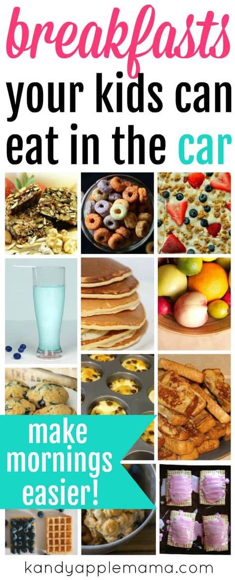 Meals on the Bus: Kid Friendly Breakfasts to Go ~ Kandy Apple Mama Easy Breakfast To Eat In The Car, Easy Road Trip Breakfast, Breakfast To Eat In The Car, Commuter Breakfast, Breakfasts To Go, Road Trip Breakfast, Eat In The Car, Rv Snacks, Car Road Trip