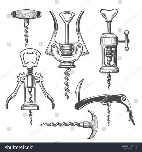 Graphics Artwork, Food Graphics, Magazine Spread, Sketch Icon, Corkscrews, Industrial Design Sketch, Hand Drawn Vector Illustrations, Sketches Simple, Hand Drawn Illustration