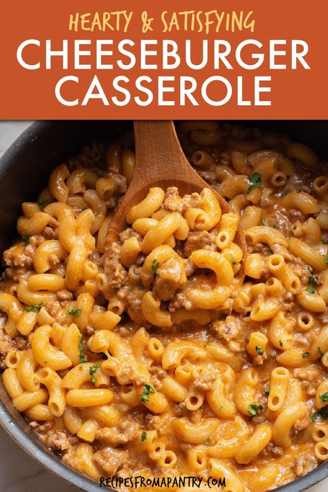 Homemade hamburger helper is a comforting dish combining cheeseburger and pasta flavors in one skillet. Browned ground beef, sautéed onions, and minced garlic create a savory base, while tomato paste and spices add depth. Simmered in beef broth, the elbow macaroni absorbs all the tasty flavors finish with freshly grated cheddar cheese. This recipe's a versatile family favorite. Click through to get this awesome cheeseburger casserole recipe! #hamburgerhelper Elbows Pasta Recipes, Pasta Flavors, Hamburger Pasta Recipes, Cheeseburger Pasta Skillet, Elbow Pasta Recipes, Elbow Macaroni Recipes, Beefaroni Recipe, Tomato Paste Recipe, Cheeseburger Casserole Recipe