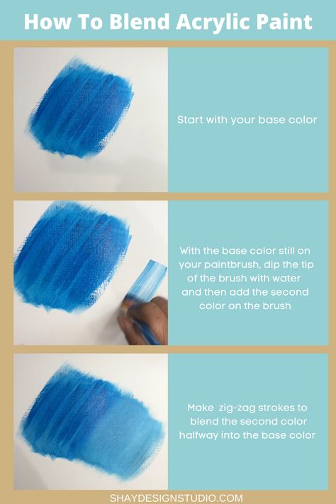 Step by step tutorial on how to blend acrylic paint. Acrylic painting tutorials, acrylic paint, acrylic painting for beginners How To Paint Acrylics Step By Step, How To Make Acrylic Paint Smooth, Tips For Painting With Acrylics, Blending Techniques For Acrylic Paint, How To Use Acrylic Paint On Paper, Blending With Acrylic Paint, How To Layer Acrylic Paint, Blending Acrylic Paint Tutorials, Acrylic Paint Tutorial For Beginners