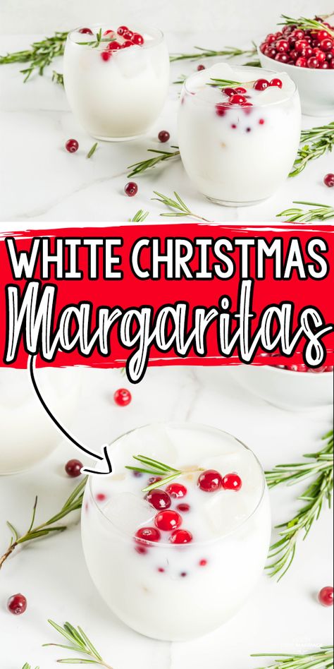 White Christmas Margaritas Cocktail - Love and Marriage Christmas Margaritas, White Christmas Margarita, Christmas Margarita, Xmas Drinks, Christmas Drinks Alcohol, Appetizer Party, White Cranberry Juice, Margarita Ingredients, Crafty Morning