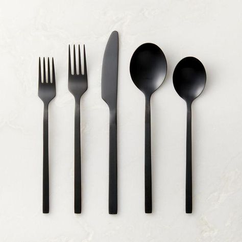 Parallel Brushed Black 20 Piece Flatware Set Cb2 Flatware, Green Dinnerware Set, Unique Flatware, Flatware Box, Grey Dinnerware, Green Dinnerware, Black Flatware, Modern Flatware, Black Dinnerware