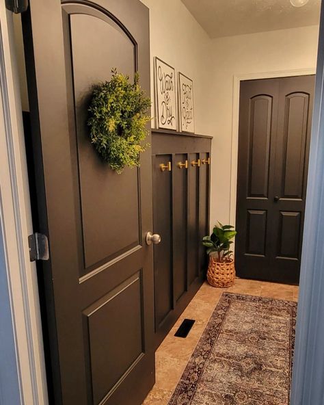 Making my laundry room more functional with this board and batten wall . Entry Hallway Ideas, Diy Board And Batten Wall, Laundy Room, Diy Board And Batten, Batten Wall, Mudroom Entryway, Mudroom Decor, Entryway Inspiration, Board And Batten Wall