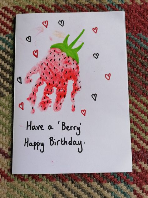 Aunt Birthday Cards Homemade, Birthday Footprint Art Grandparents, Birthday Card Infant Art, Footprint Art For Birthday, Hand Print Birthday Card Grandparents, Birthday Cards From Infants, Birthday Card From Infant, Happy Birthday Hand Print Art, Homemade Grandma Birthday Card