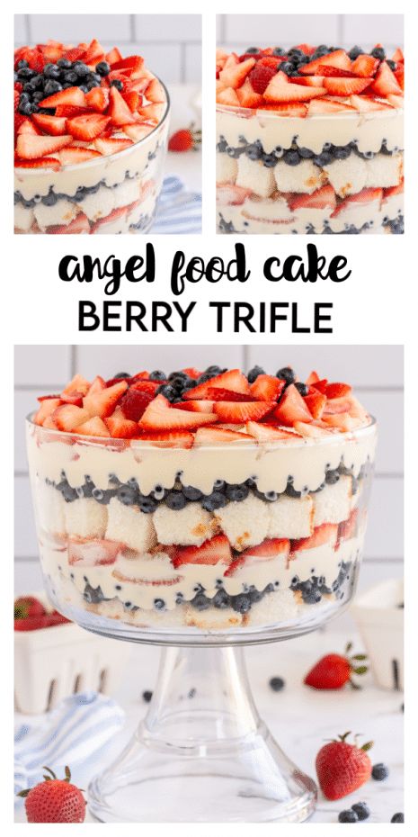 Angel Food Cake Berry Trifle - Made To Be A Momma Angel Food Trifle, Angel Food Cake Trifle, Trifle Bowl Recipes, Made To Be A Momma, Angel Food Cake Desserts, Fruit Trifle, 4th Of July Dessert, Dessert Truffles, Berry Trifle