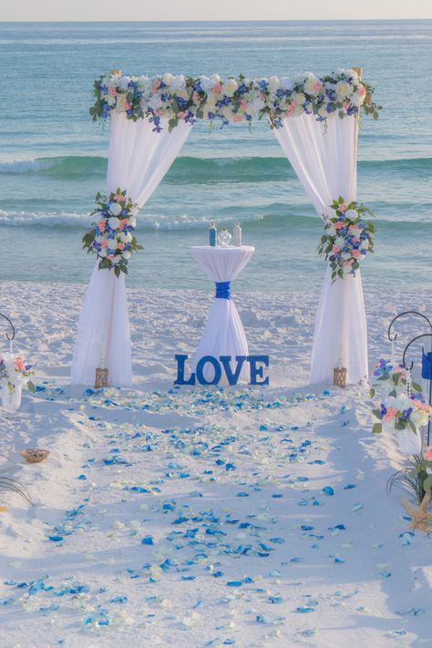 Beach Side Decoration, Simple Beach Wedding Setup, Beach Wedding Backdrop Ideas, Beach Wedding Set Up, Royal Blue Beach Wedding, Bamboo Decoration Ideas, Simple Beach Wedding Ideas, Beach Side Wedding, Bamboo Arbor