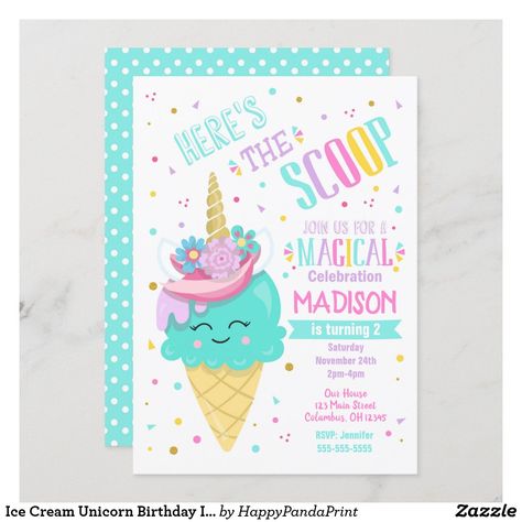 Ice Cream Unicorn Birthday Invitation Magical Ice Cream Birthday Party Invitations, Ice Cream Party Invitations, Ice Cream Invitation, Unicorn Ice Cream, Unicorn Birthday Invitation, Ice Cream Birthday Party, Here's The Scoop, Ice Cream Theme, Unicorn Birthday Invitations