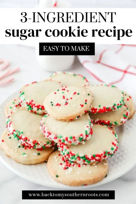 Whoever said baking had to be complicated? I’ve stumbled across the easiest cookie recipe that’s about to change your baking game forever. Say hello to the 3-ingredient sugar cookies! Yes, you read that right. Three ingredients (and a bonus one). That’s all it takes to whip up some delicious sugar cookies that’ll have everyone raving. Sugar Cookie Fudge 3 Ingredients, Things To Bake With Limited Ingredients, Easiest Cookie Recipe 3 Ingredients, Small Batch Cut Out Sugar Cookies, 2 Ingredient Almond Cookies, Few Ingredients Baking, Three Ingredient Shortbread Cookies, Simple Sugar Cookie Recipe 3 Ingredients, Four Ingredient Cookies