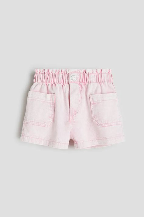 Loose Fit Denim Shorts - Regular waist - Short - Light pink - Kids | H&M AU 5 Paper Bag Skirt, Jazz Pants, Loose Fit Denim, Tulle Skirt Dress, Cotton Jersey Dress, Pink Kids, Cotton Set, Relaxed Fit Jeans, Woven Dress