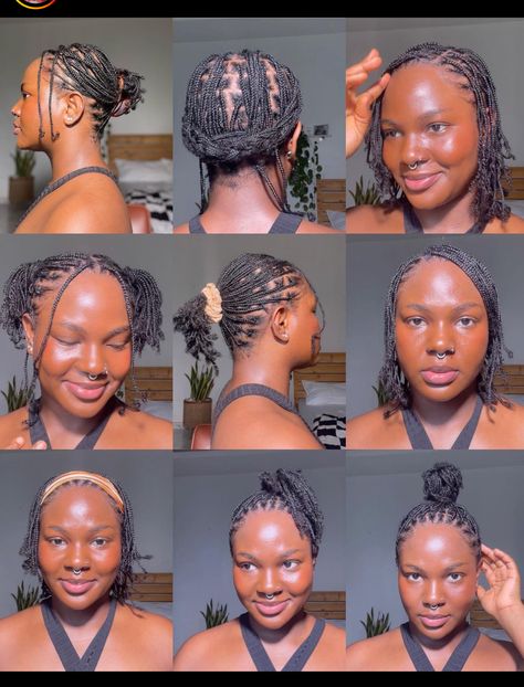 Shirt Hairstyle, Womens Golf Clothes, Short Braid Hairstyles, Short Braid, Mini Braids, Cornrows Natural Hair, Blue American Flag, Short Box Braids Hairstyles, Natural Hair Bun Styles