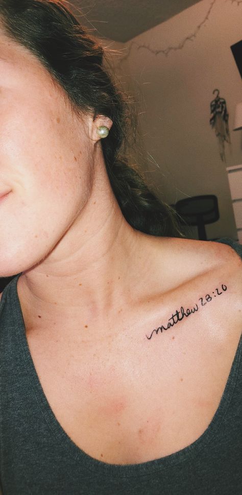 Collar bone tattoo, Matthew 28:20 Let Them Collar Bone Tattoo, Still I Rise Collar Bone Tattoo, Collar Bone Women Tattoo Ideas, Faith Collar Bone Tattoo, Tattoo Ideas On Collar Bone For Women, Color Bone Tattoos For Women Quotes, Outer Collar Bone Tattoo, Collet Bone Tattoo Women, Cross Collar Bone Tattoo