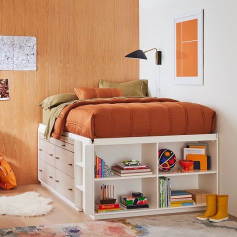 Baby & Kids Limited Time Offers | West Elm Captains Bed, Kids Loft Beds, Teen Furniture, Winter Wood, Teen Bedroom, Storage Bed, White Bedding, West Elm, Bed Storage