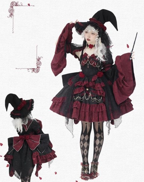 【-The Rose Witch-】 #GothicLolita #Halloween Top Wear and Jumper Dress Set ◆ Shopping Link >>> https://lolitawardrobe.com/the-rose-witch-gothic-lolita-top-wear-and-jumper-dress-set_p7935.html Witch Art Outfit, Cute Witch Outfits, Witch Dresses, Cute Witch Costume, Witch Outfits, Witch Clothes, Magical Girl Outfit, Punk Style Outfits, Witch Cosplay