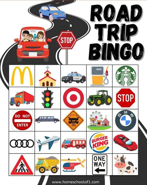 Free Road Trip Bingo Printable | Have Fun in the Car With Kids Road Trip Bingo Printable, Car Bingo, Bingo Ideas, Printable Road Trip Games, Road Trip Printables, Travel Bingo, Road Trip Bingo, Free Printable Bingo Cards, Printable Road