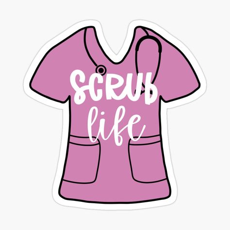 Get my art printed on awesome products. Support me at Redbubble #RBandME: https://www.redbubble.com/i/sticker/Scrub-life-purple-scrub-by-preslavagenova/119203278.EJUG5?asc=u Unique Scrubs, Doctor Stickers, Medical Stickers, Nurse Aesthetic, Pink Scrubs, Preppy Stickers, Cute Laptop Stickers, Scrub Life, Cute Texts For Him