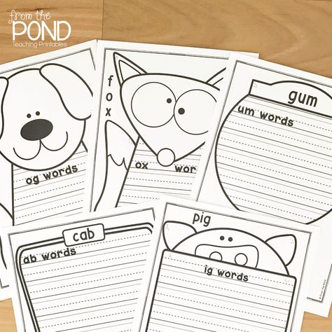 Word Families Rhyming Words Activities, Kindergarten Stations, Anchor Charts First Grade, Word Families Printables, Kindergarten Word Families, Reading Test Prep, Word Family Activities, Teaching Printables, First Grade Phonics