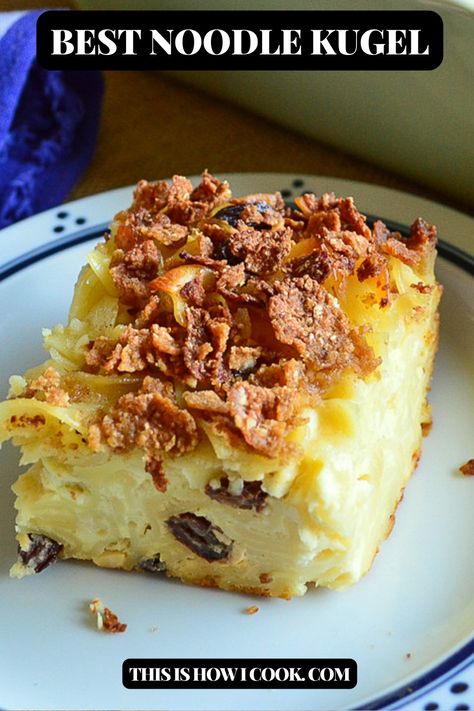 This sweet-ish noodle kugel recipe is one everyone loves. Easy and tasty, give it a try! #noodlekugelrecipe #noodlekugel #noodlekugeljewish #noodlekugelrecipessweet #noodlekugelrecipescottagecheese Sweet Noodle Kugel Recipe, Kugel Recipes, Sweet Noodle Kugel, Mama Noodles, Noodle Kugel Recipe, Potato Kugel, Baking Muffins, Corn Bread Recipe, Jewish Recipes