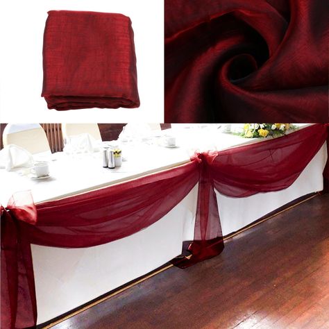 Vlovelife 33ft Burgundy Sheer Organza Top Table Swag Fabric Table Runner Chair Sash Wedding Car Party Stair Bow Valance Decorations: Amazon.ca: Home & Kitchen Swag Fabric, Table Swag, Tulle Table, Head Table Wedding, High Top Tables, Chair Sash, Car Party, Organza Top, Fabric Table Runner