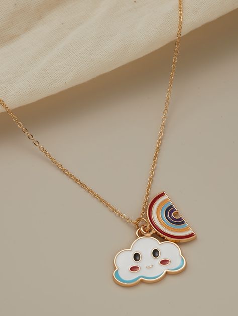 Multicolor Cute   Alloy  Pendant Necklaces Embellished   Jewelry Cute Pendants, Watch Charms, Kids Gold Jewelry, Unicorn Accessories, Cloud Pendant, Diy Wire Jewelry Rings, Children Jewelry, Kid Pendant, Jewelry Kids